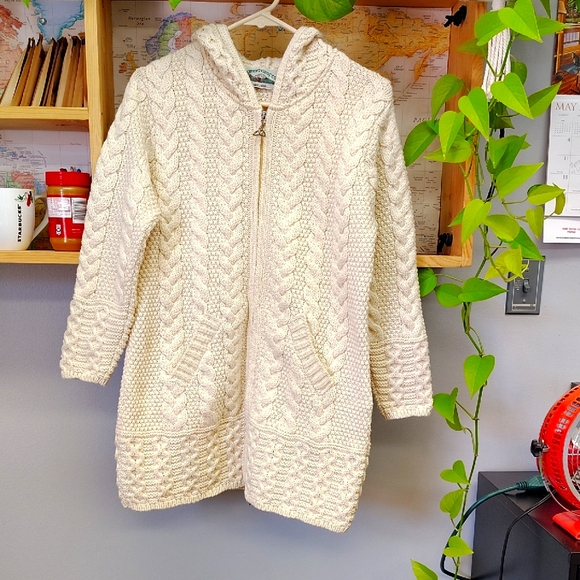 Aran Crafts Cream Merino Wool Cardigan Size XS - Picture 2 of 10